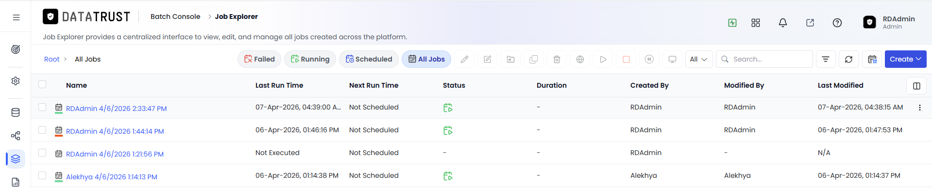 Job Status — Executing