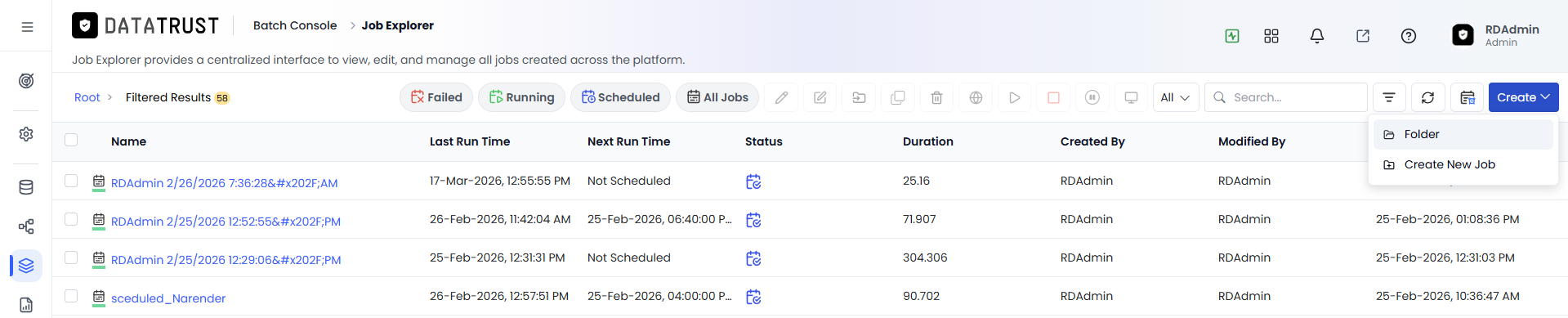Create Folder Option