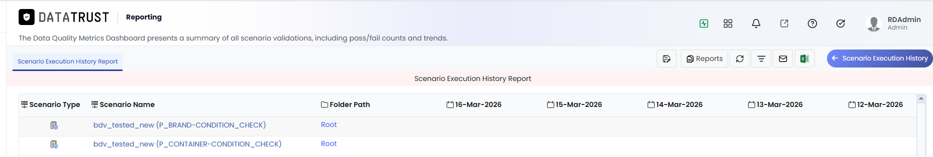 Scenario Name — Clickable Hyperlink