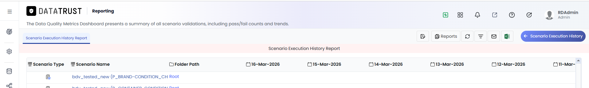 Reports Button — Toolbar