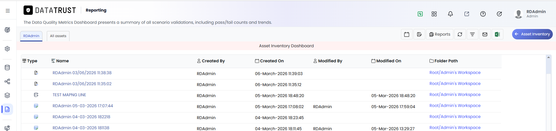 Reports Button — Toolbar