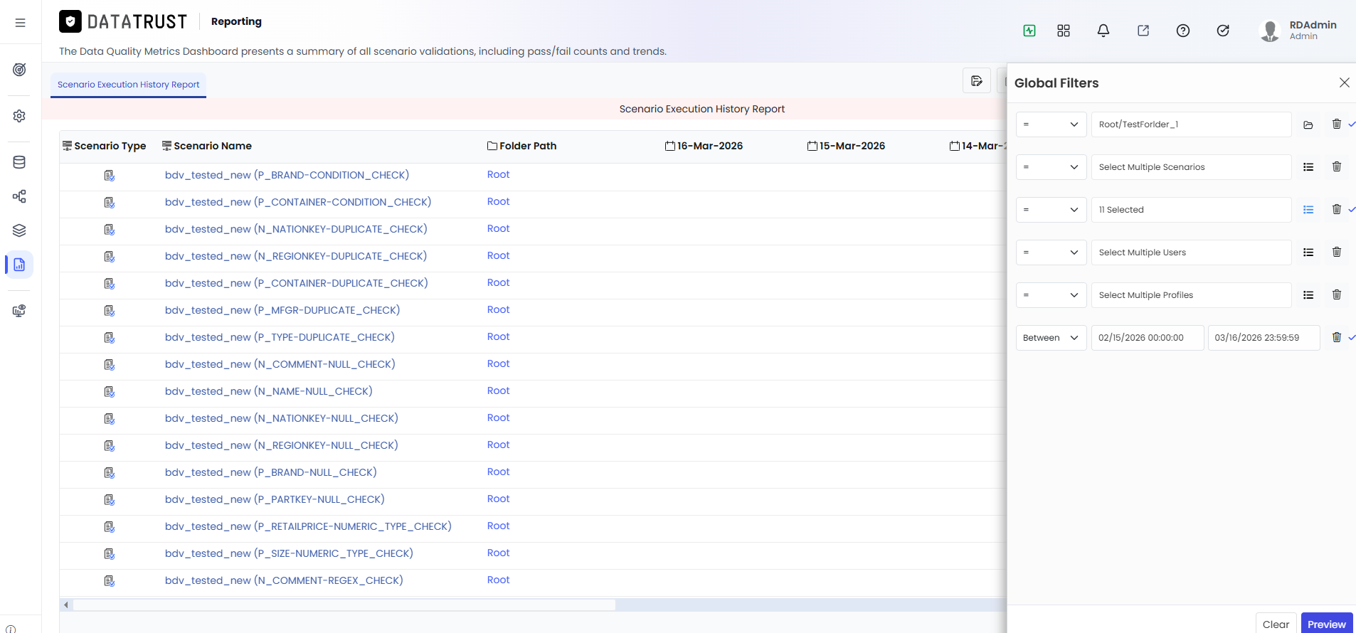 Preview Filter Results