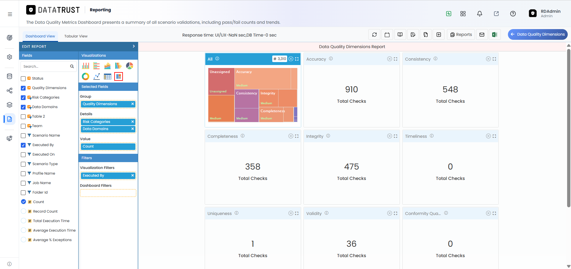 Data Quality Filters Panel