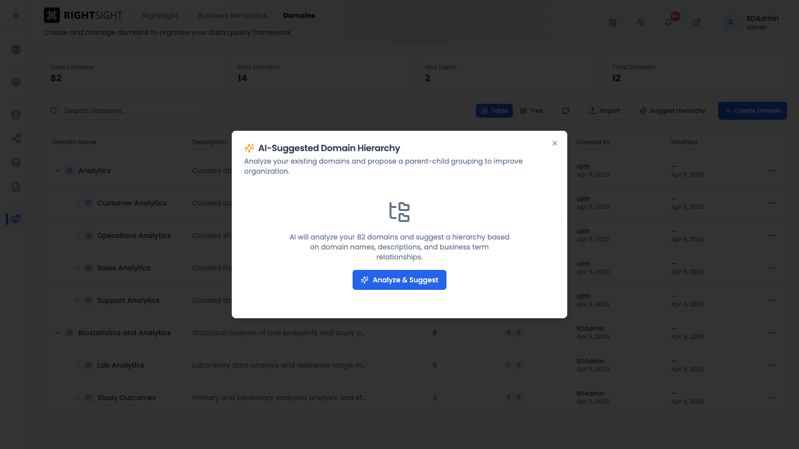 AI Suggestion dialog