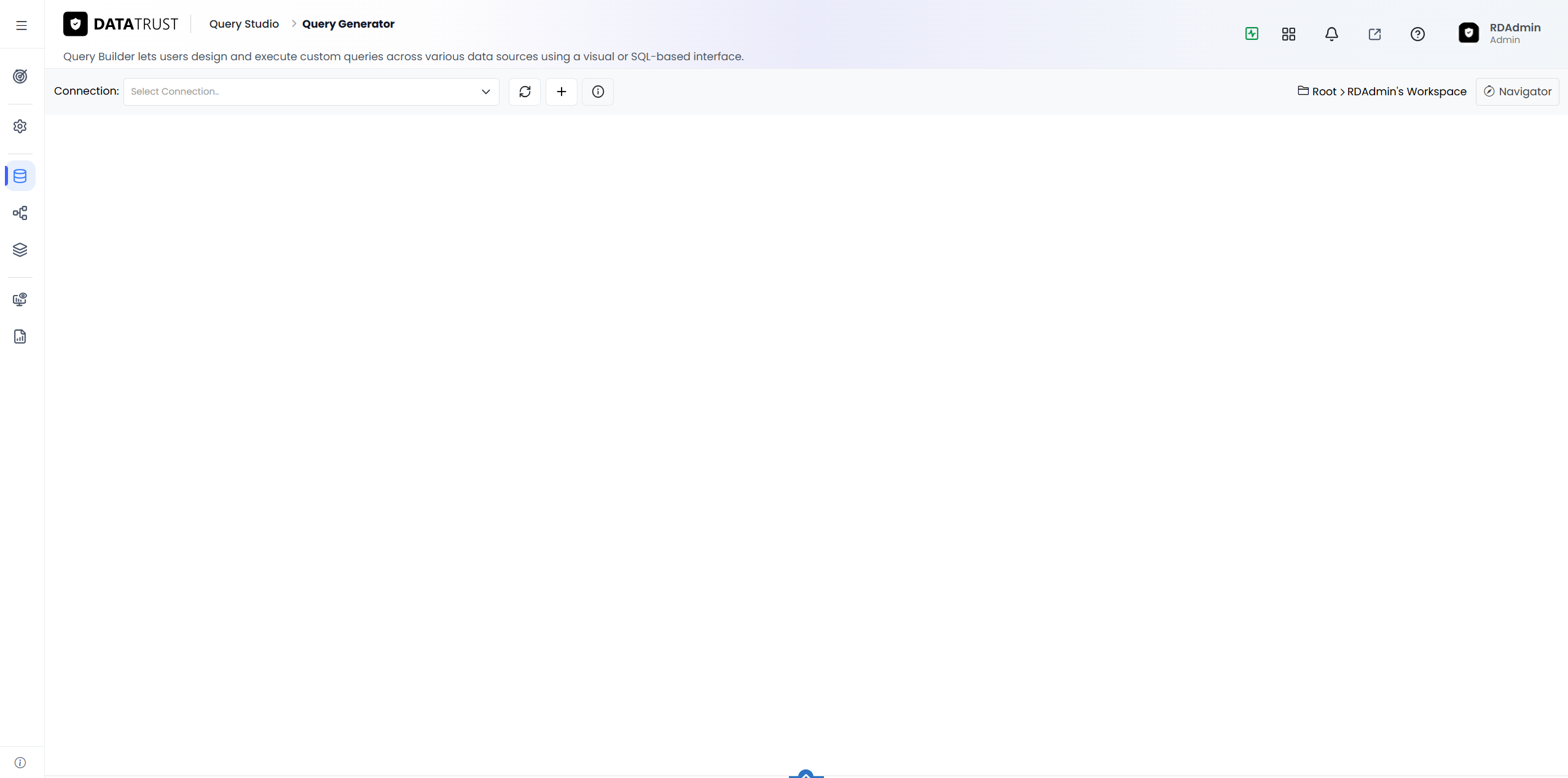 The Query Generator (Query Builder) — the Connection drop-down is used to pick the SAP source.