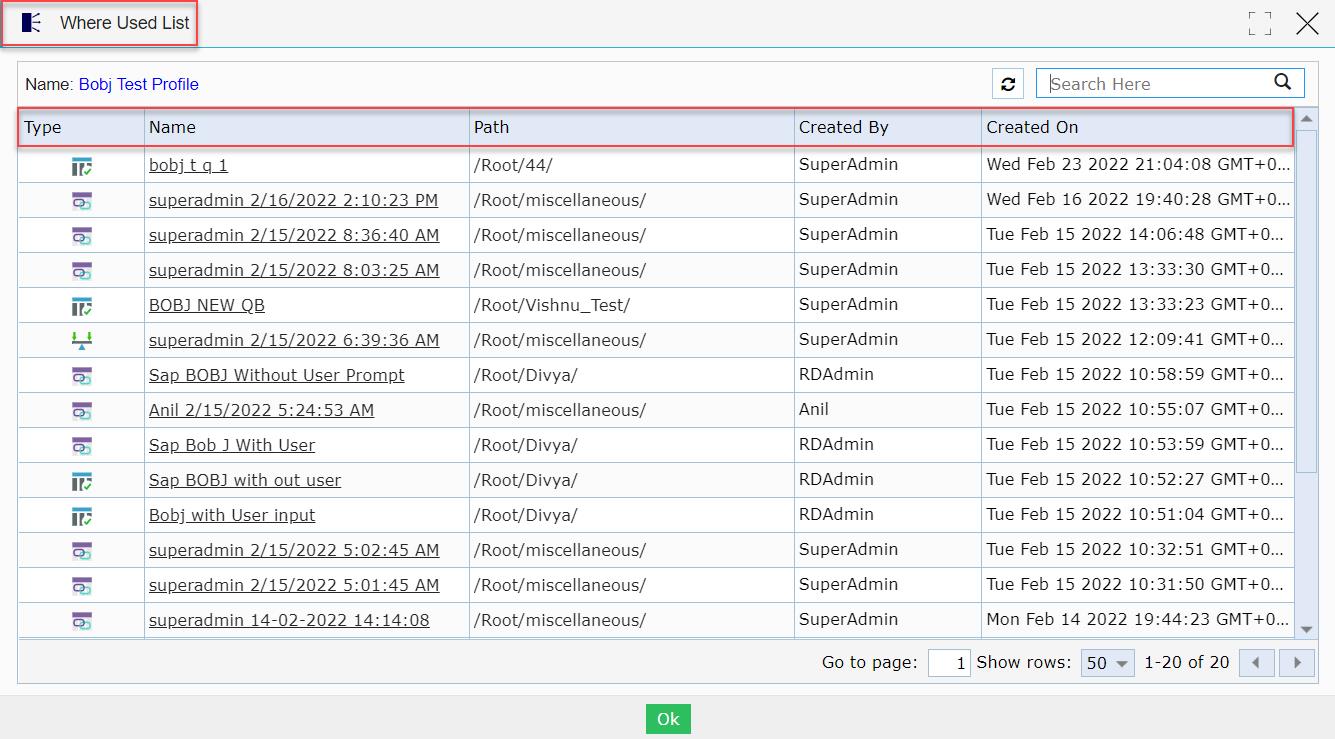 UI changes for Where Used List – RightData