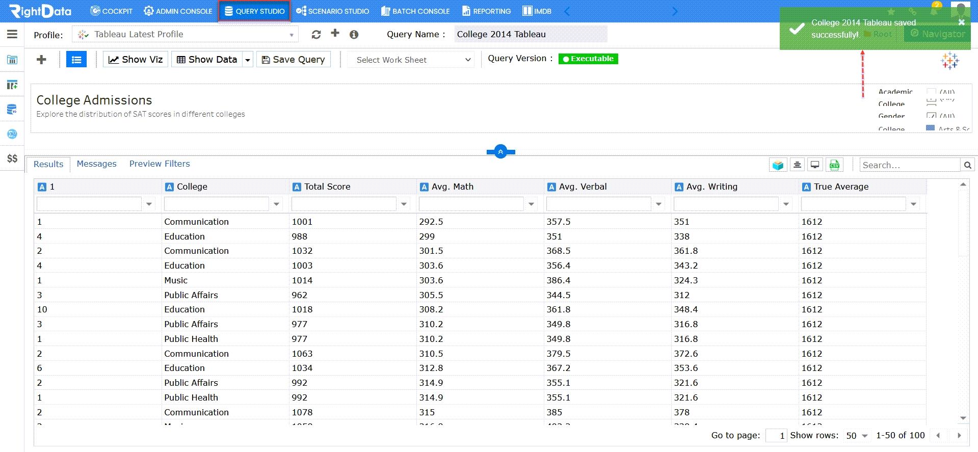 Creating queries on Tableau Workbook – RightData