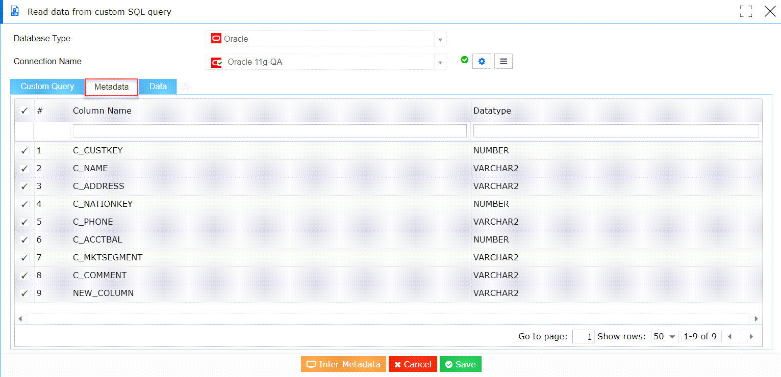 Snapshot data from Custom SQL Query Results RightData