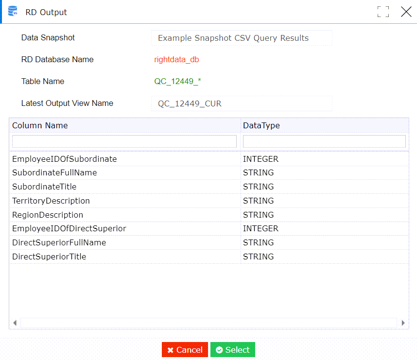 Snapshot data from Local CSV File – RightData