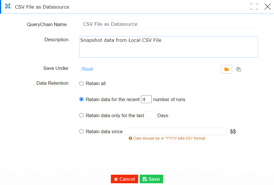 Snapshot data from Local CSV File – RightData