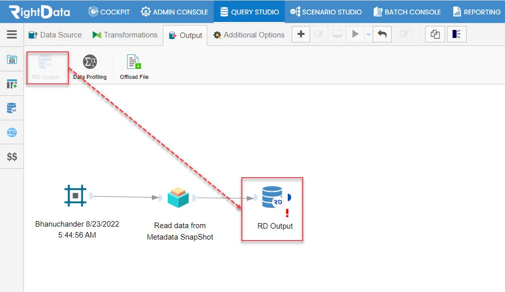 QC execution using snapshot Output of a Metadata RightData